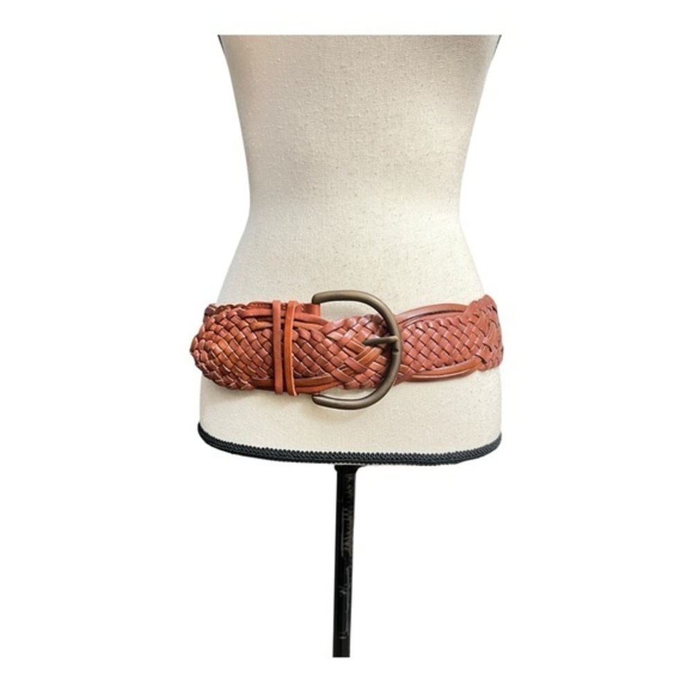 Fossil Woven Brown Genuine Leather Braided Belt Size S